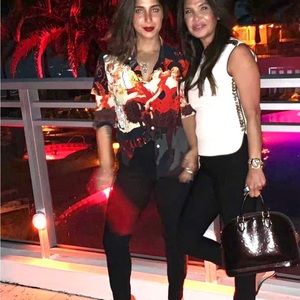 Nicole Taylor beaded silk Paris blouse Sz M